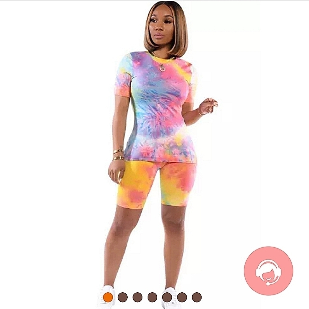 NEW TWO PIECE TIE DIE SHORT SETS PLUS 2XL